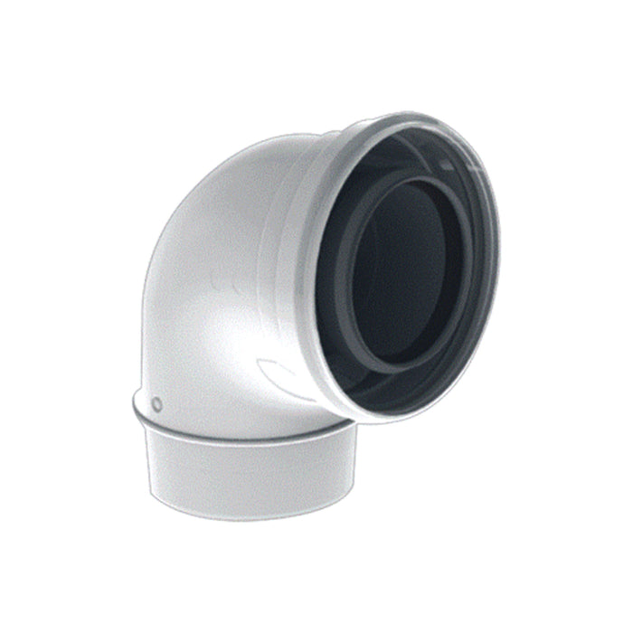 Burgerhout Twinsafe concentrisch PP/alu bocht 90° MF 80/125 mm