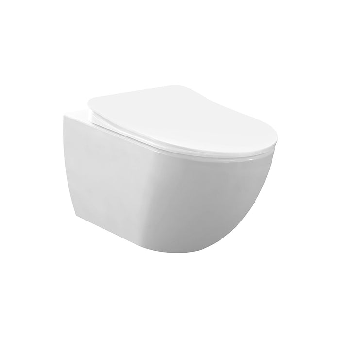 DESIGN OPHANG WC WIT MET RVS SPROEIER (BIDET), RIMOFF, VERBORGEN BEVESTIGING