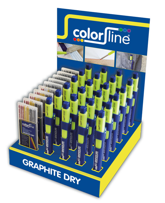 24 X GRAPHITE DRY potlood + 5x10 GR + 5x10 mix stiften in DISPLAY