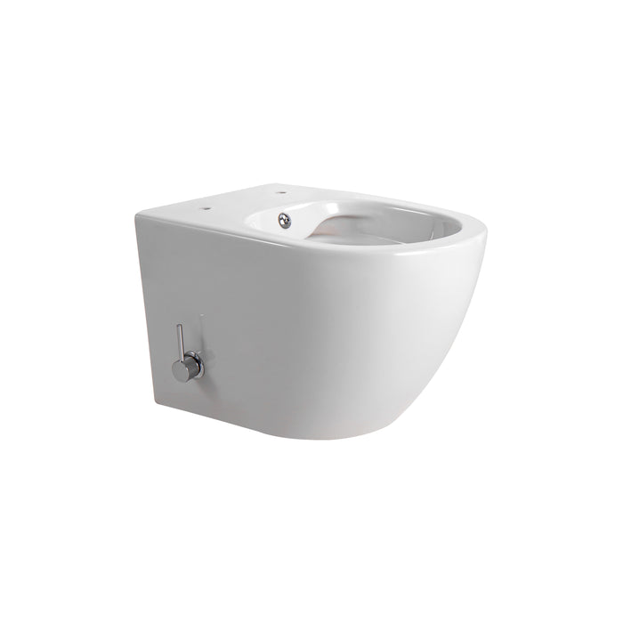 HANGTOILET MET BIDETFUNCTIE - RANDLOOS - KOUD WATER - ZONDER ZITTING - GLANZEND WIT