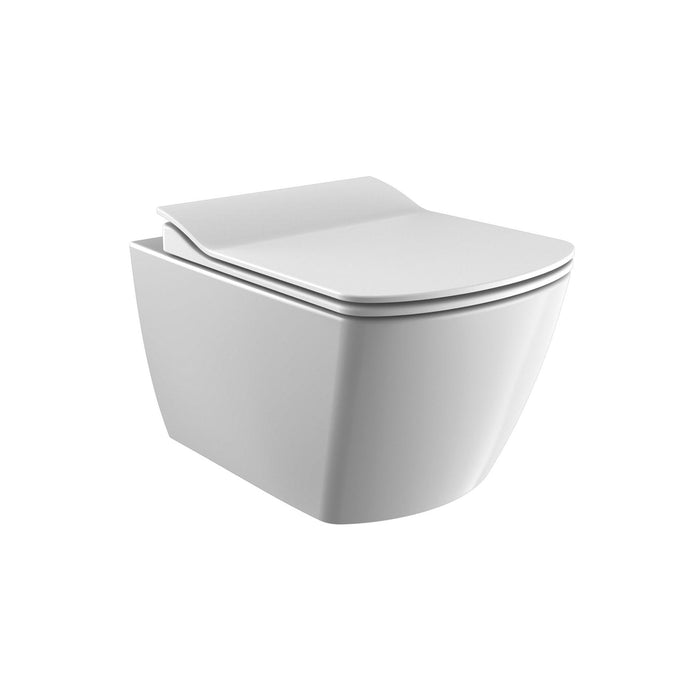 ELEGANT HANGTOILET MET BIDETFUNCTIE - RANDLOOS - ZONDER BIDETKRAAN - ZONDER ZITTING - GLANZEND WIT