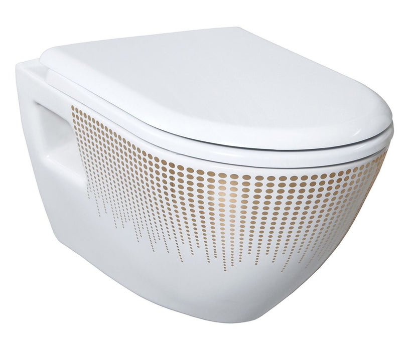 DESIGN OPHANG WC - WIT MET GOUD DECORATIE