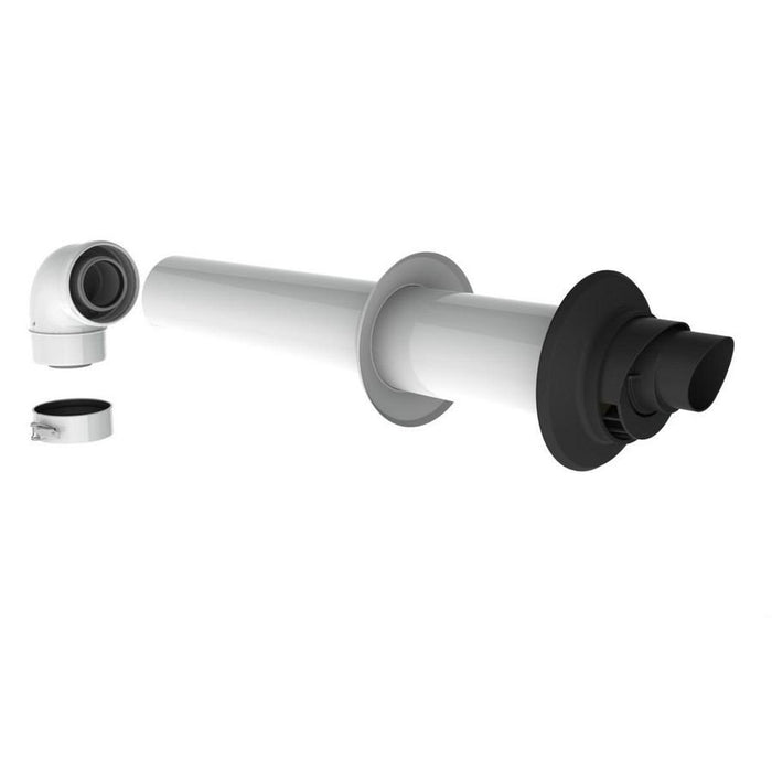 Burgerhout Twinsafe PP/staal muurdoorvoer met bocht 80/125 mm - zonder afdekrozet muurdoorvoer