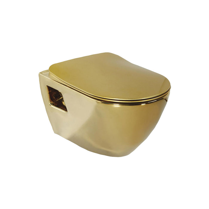 DESIGN OPHANG WC GOUD MET RVS SPROEIER WIT VAN BINNEN (BIDET)