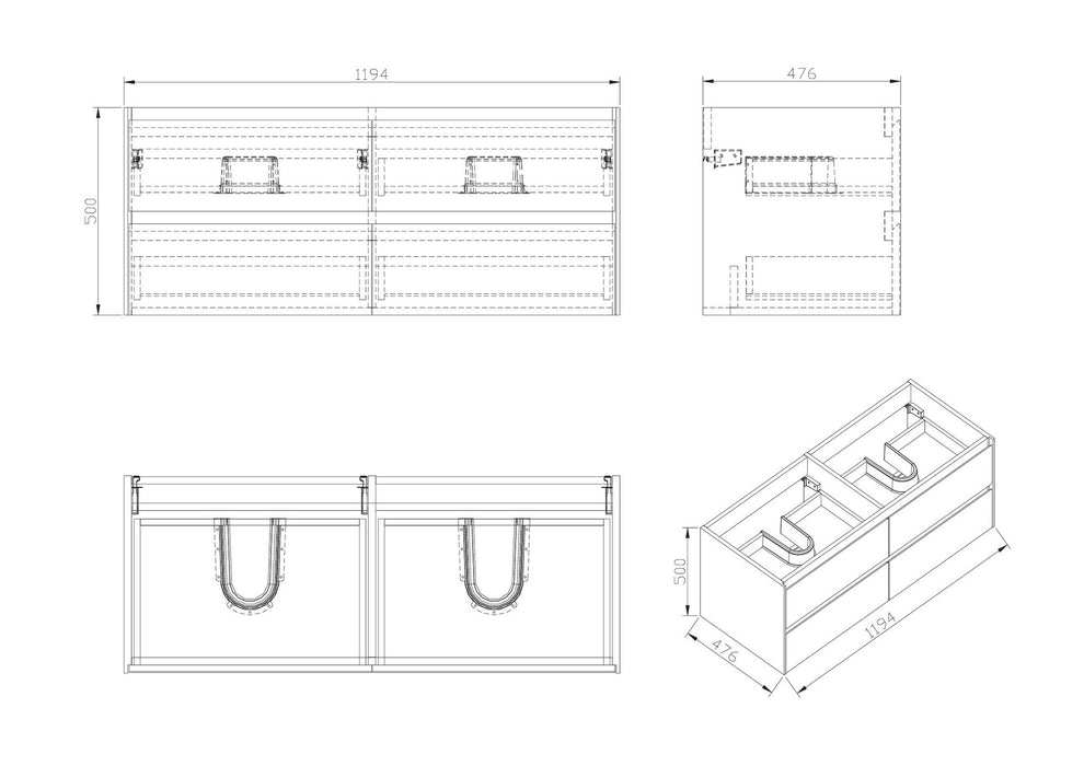 Murcia Onderkast + Wastafel + Spiegelkast 120 Cm WIT