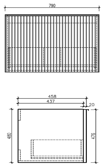 Brunella onderkast + wastafel zwart + spiegel 80 cm - eiken