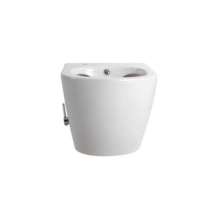 HANGTOILET MET BIDETFUNCTIE - RANDLOOS - KOUD EN WARM WATER - ZONDER ZITTING - GLANZEND WIT