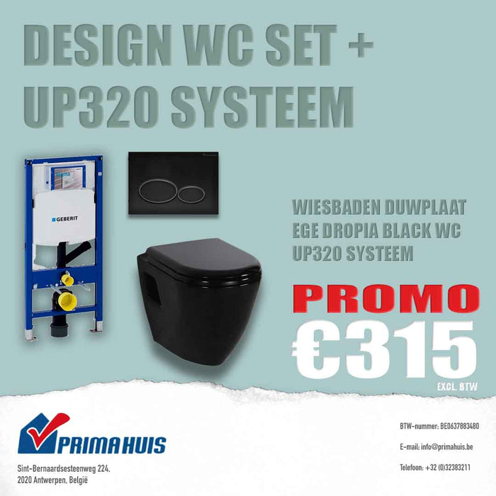 DESIGN WC SET+UP320 SYSTEEM ZWART