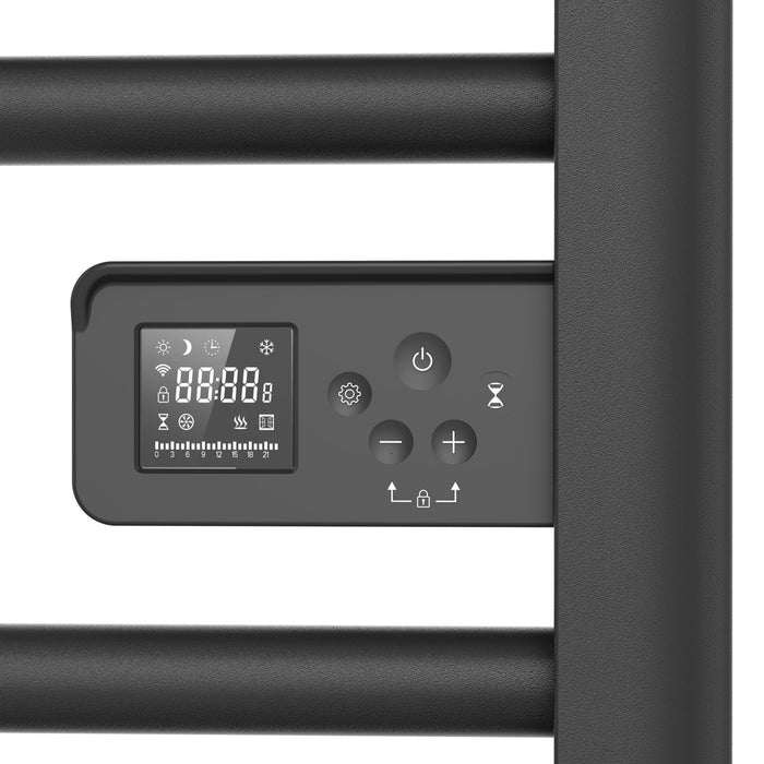 BELRAD ELEKTRISCHE HANDDOEKDROGER MET BLOWER - MET DIGITALE PROGRAMEERBARE THERMOSTAAT - SMART WIFI - 2000W - 1840X540X133 MM - MAT ZWART